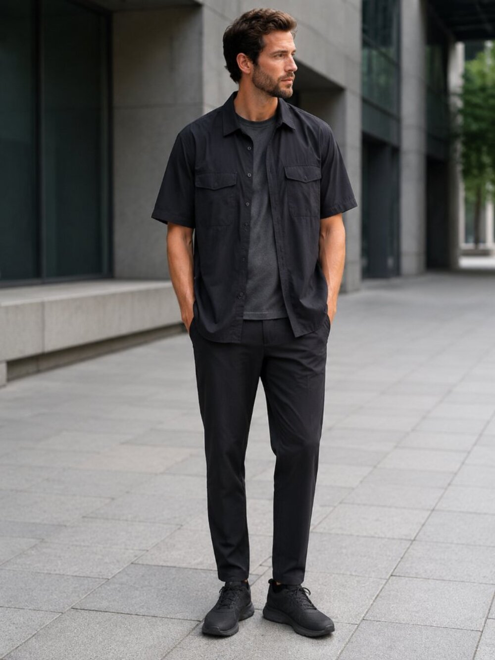 Lululemon Double Pocket Short Sleeve Overshirt - Black (SIZE LARGE)
